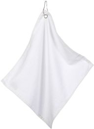 UltraClub Large Velour Golf Towel with Grommet - White (One)