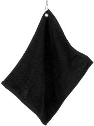 UltraClub Large Velour Golf Towel with Grommet - Black (One)