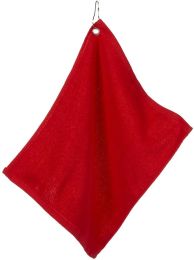 UltraClub Large Velour Golf Towel with Grommet - Red (One)