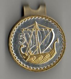 Gorgeous  2-Toned Gold & Silver Cyprus Viking ship - coin  - Golf Ball Marker - Hat Clips