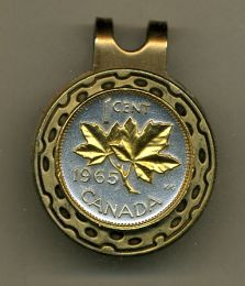 Gorgeous 2-Toned  Gold on Silver Canadian  Maple leaf  - Coin - Golf Ball Marker - Hat Clips